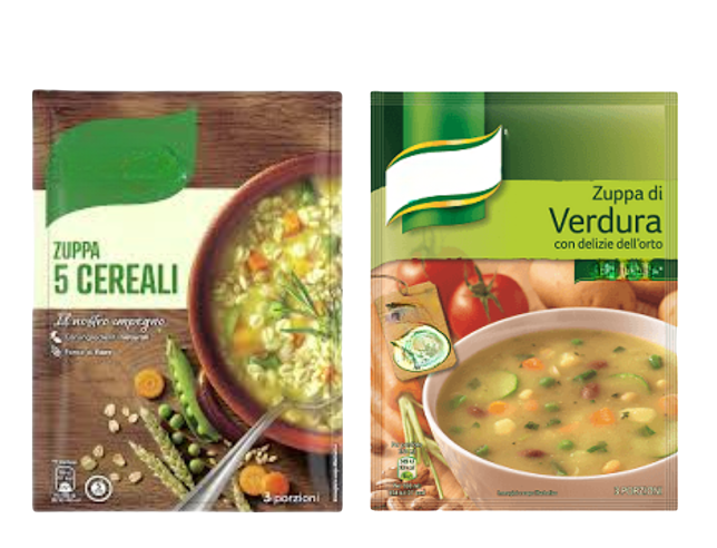 Zuppe o creme pronte da cuocere (verdure e/o legumi, (non surgelate)